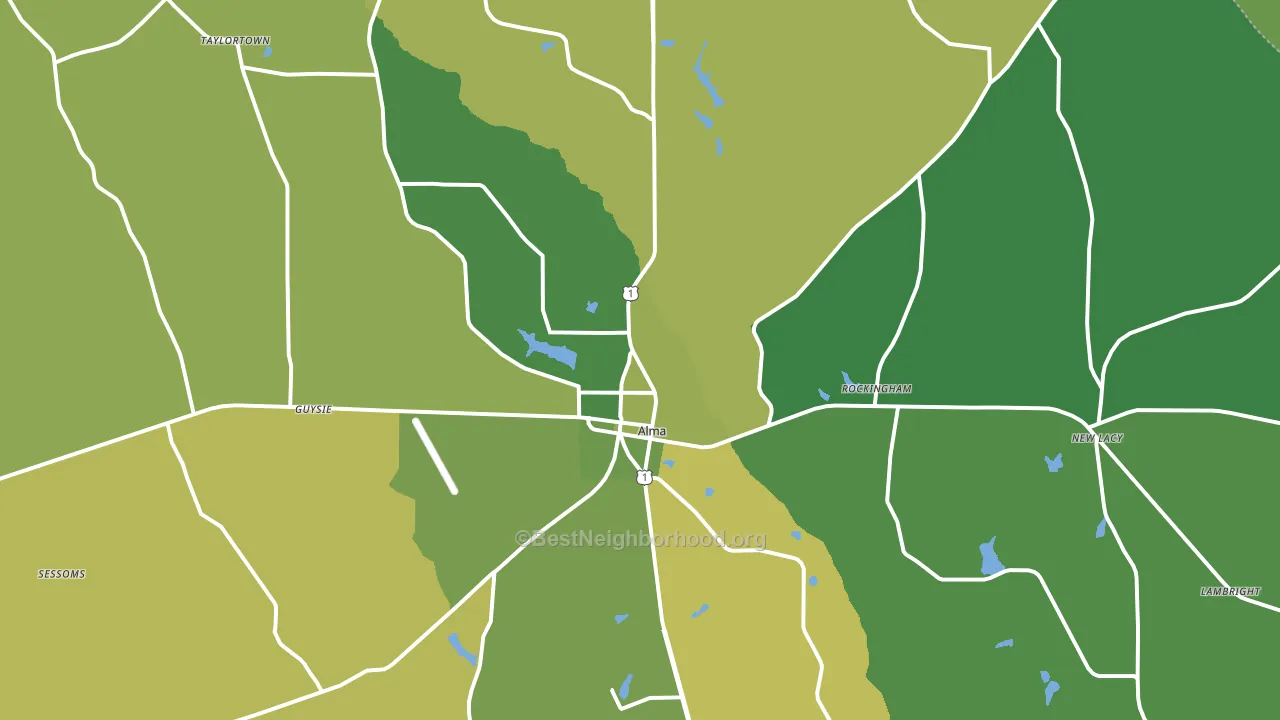 Alma, GA block-group voter-turnout map