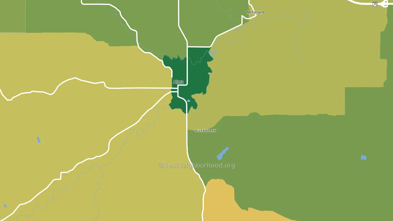Alma, KS block-group voter-turnout map