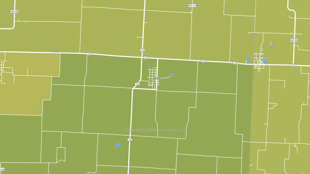 Alma, MO block-group voter-turnout map