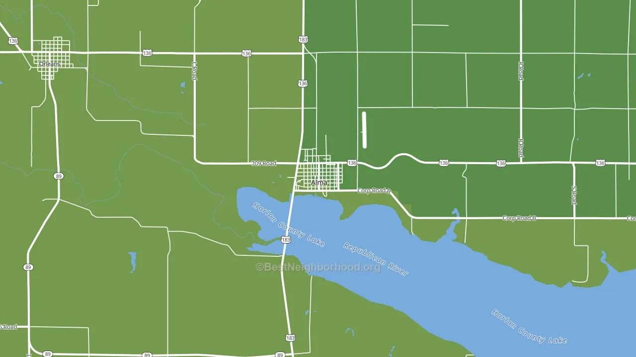 Alma, NE block-group voter-turnout map