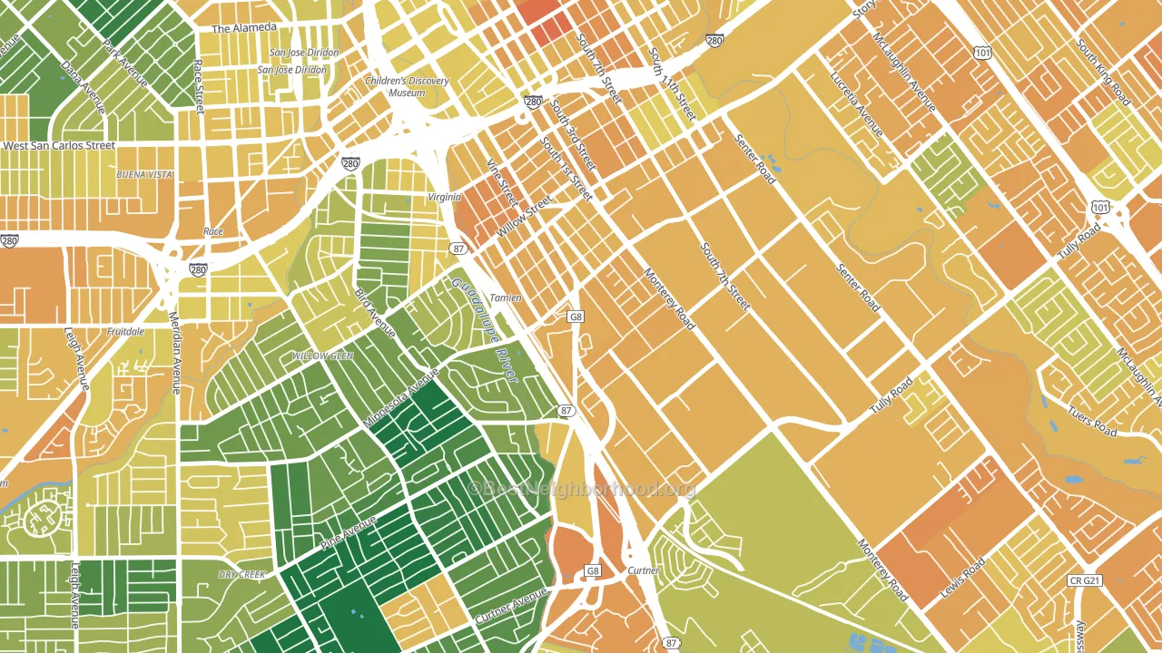 Alma, San Jose, CA block-group voter-turnout map