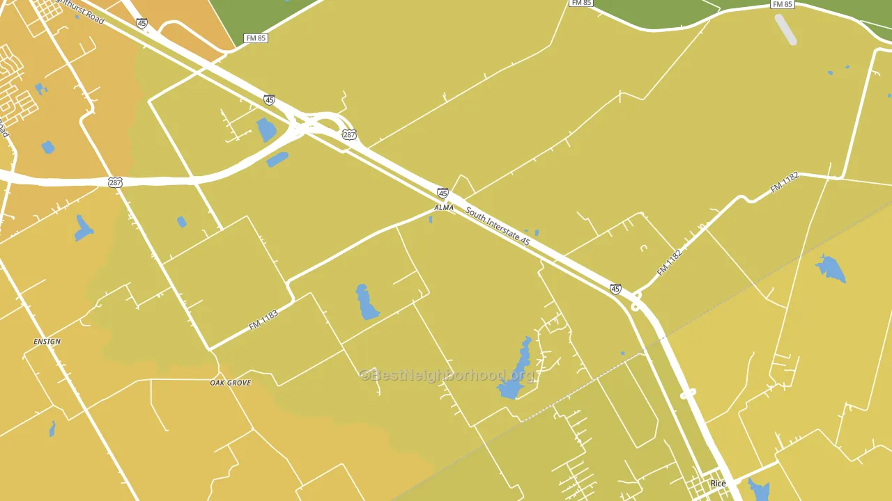 Alma, TX block-group voter-turnout map