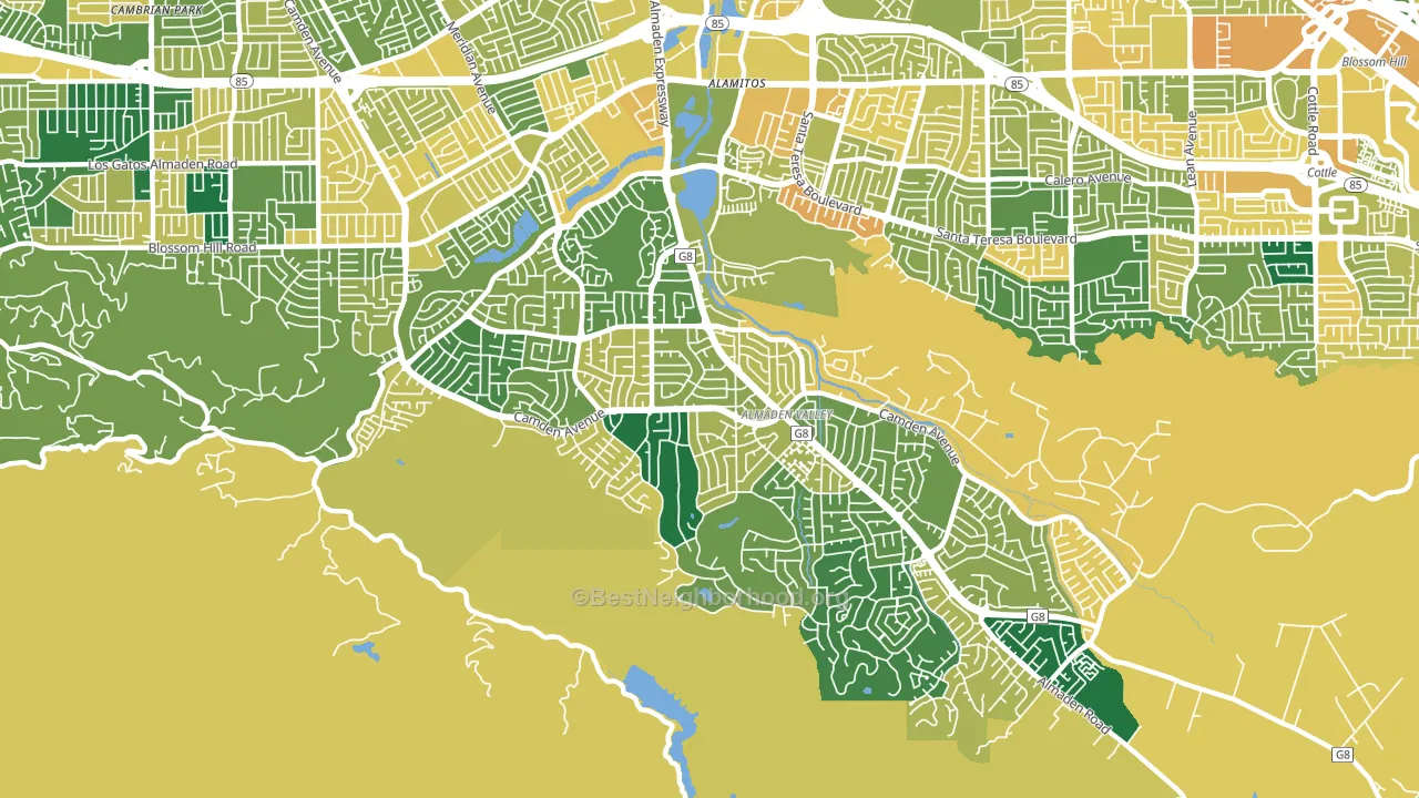 Almaden Valley, San Jose, CA block-group voter-turnout map