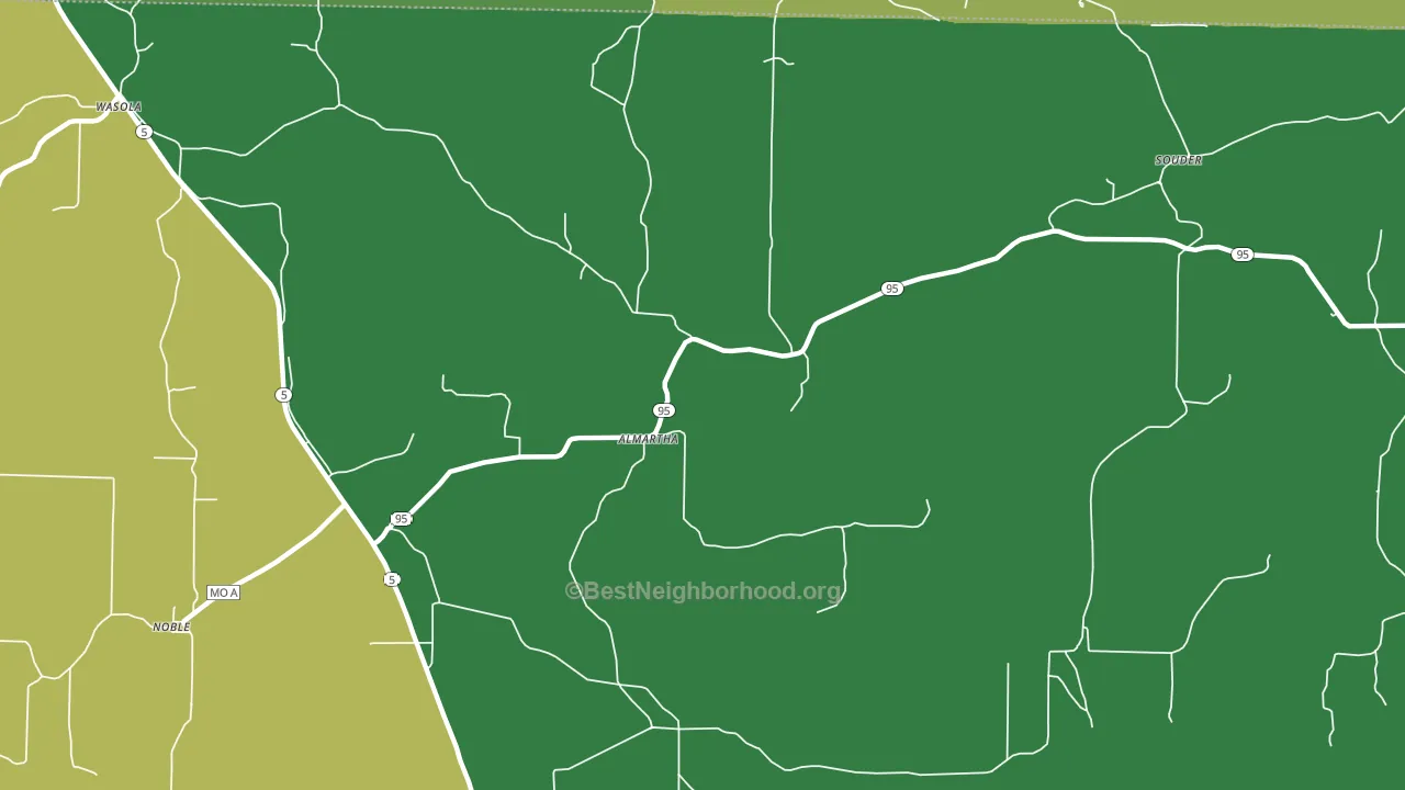 Almartha, MO block-group voter-turnout map