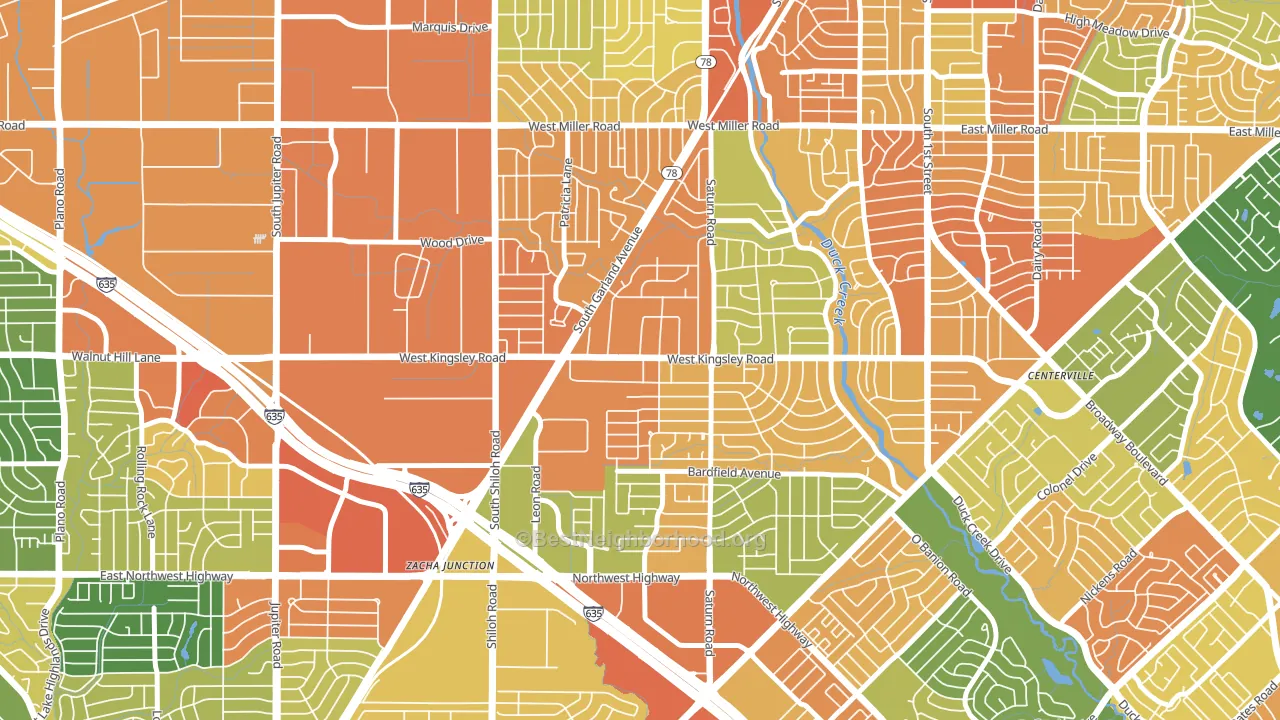 Almeta-Bonita-Bella Vista, Garland, TX block-group voter-turnout map