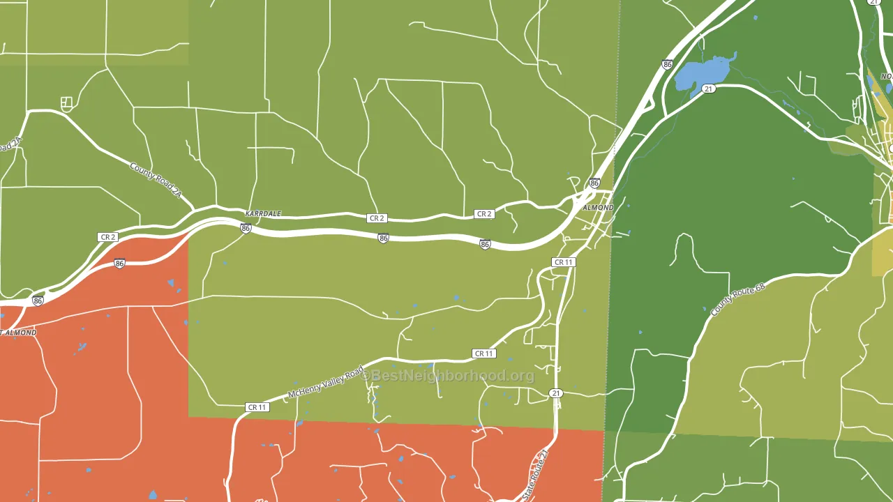 Almond, NY block-group voter-turnout map