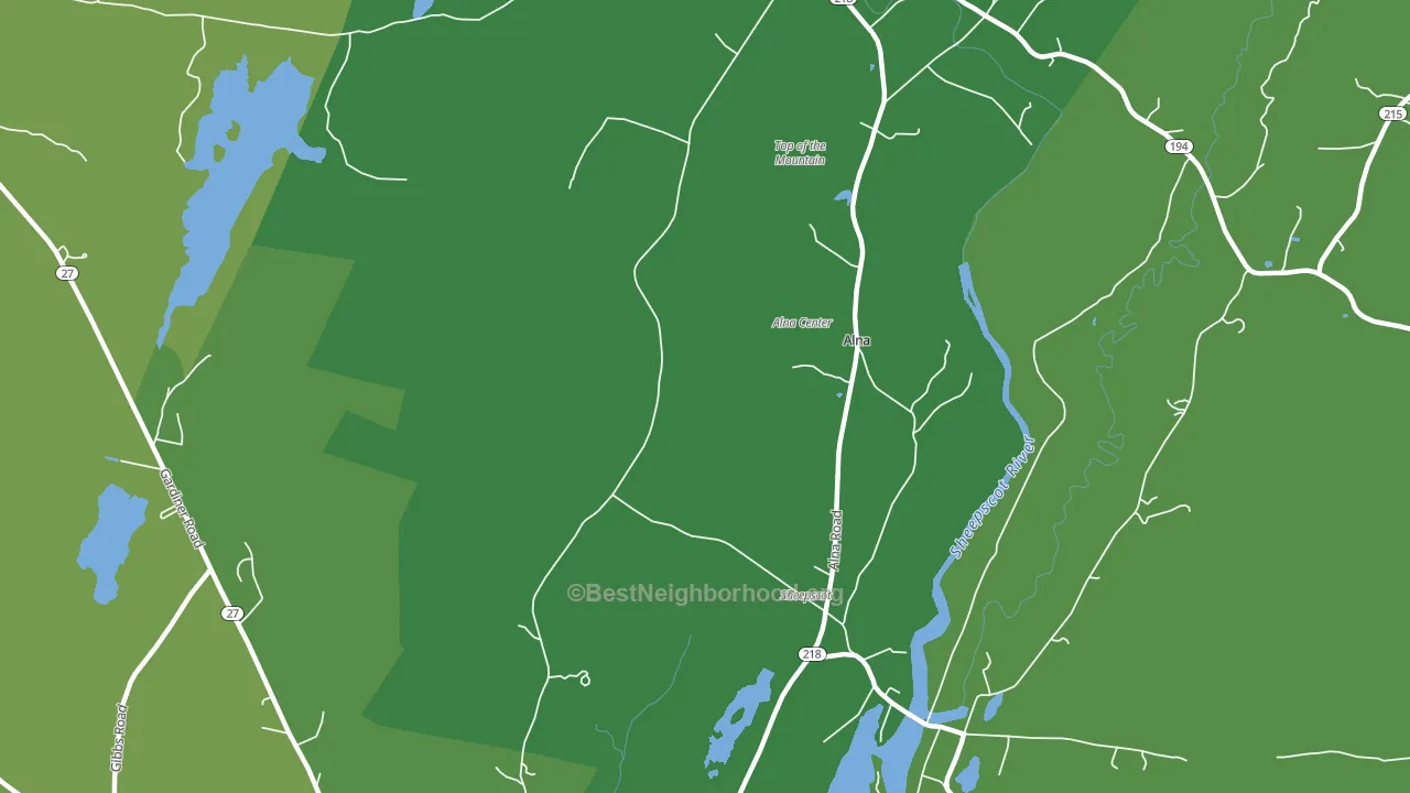 Alna Center, ME block-group voter-turnout map