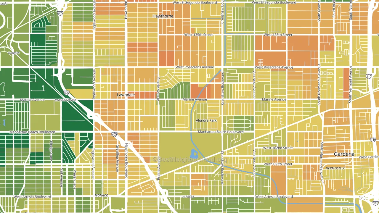 Alondra Park, Lawndale, CA block-group voter-turnout map