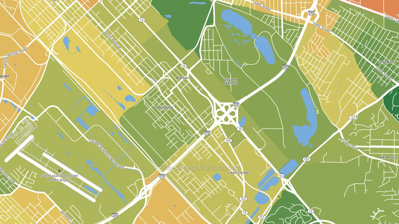 Alorton, IL block-group voter-turnout map