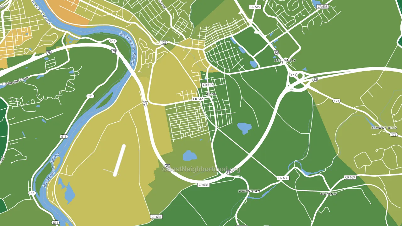 Alpha, NJ block-group voter-turnout map