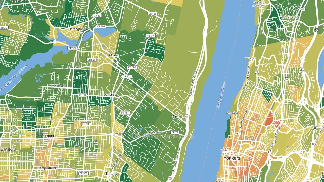 Alpine, NJ block-group voter-turnout map