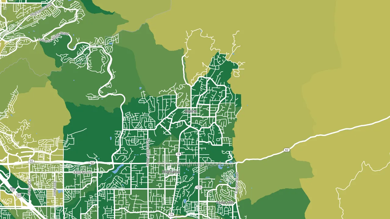 Alpine, UT block-group voter-turnout map