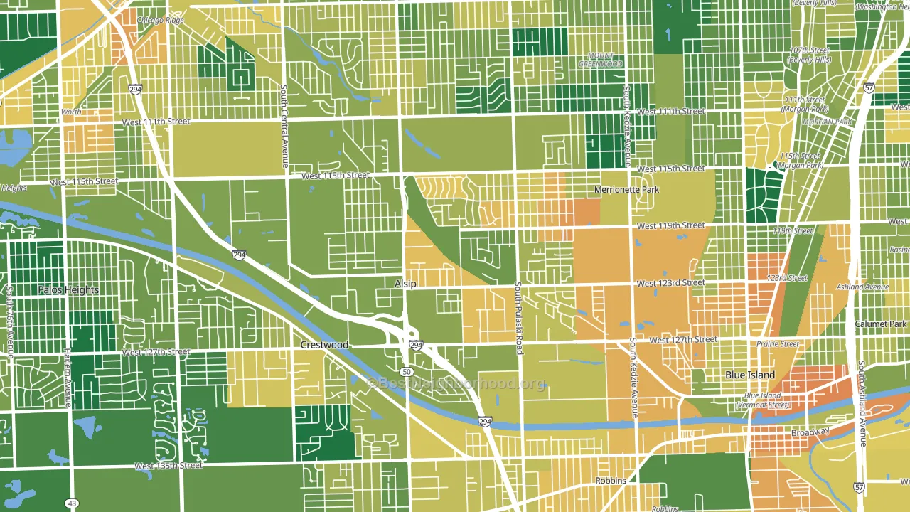 Alsip, IL block-group voter-turnout map