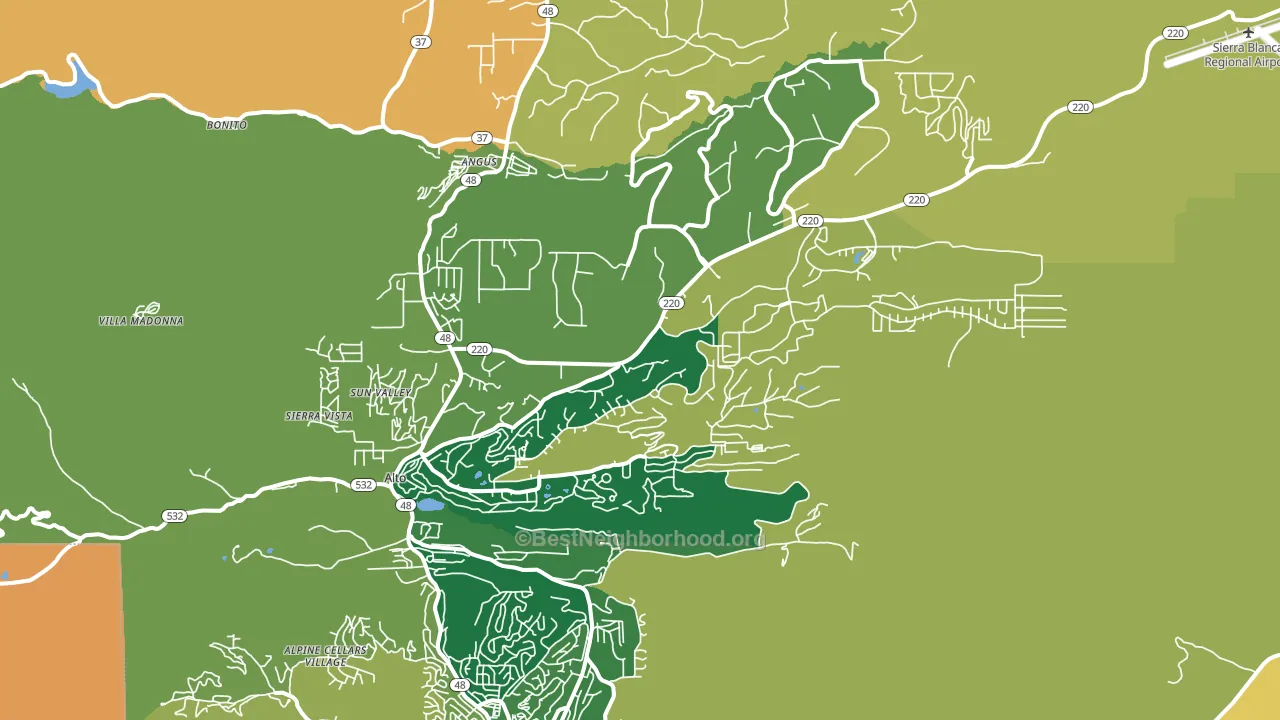 Alto, NM block-group voter-turnout map