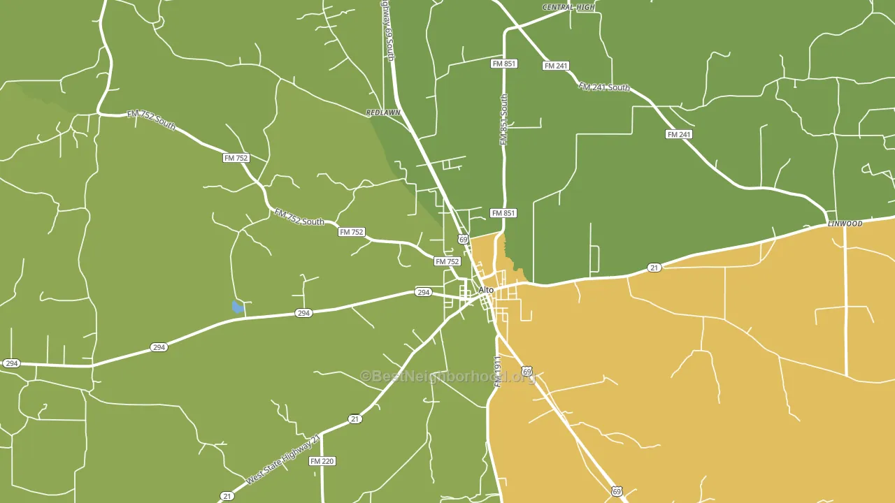 Alto, TX block-group voter-turnout map