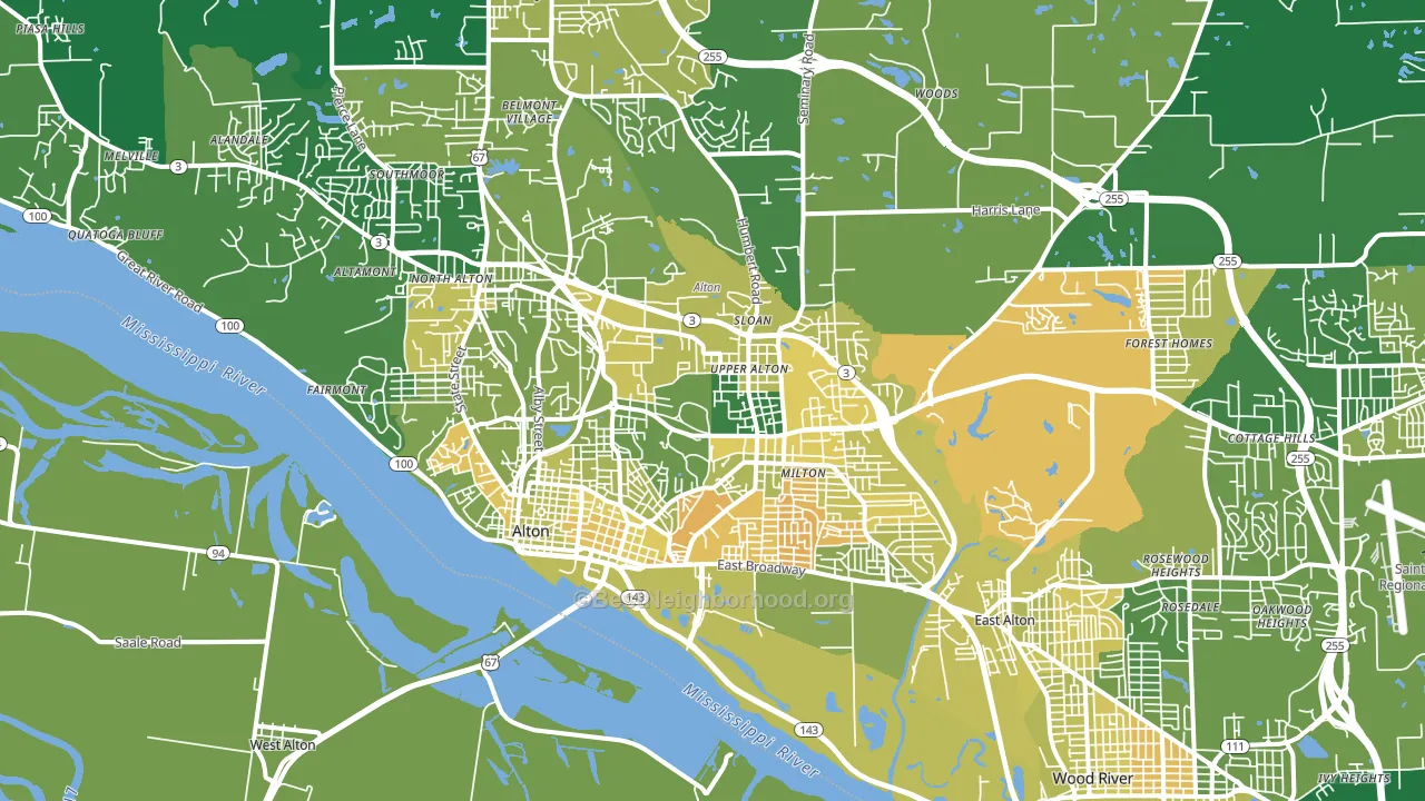Alton, IL block-group voter-turnout map
