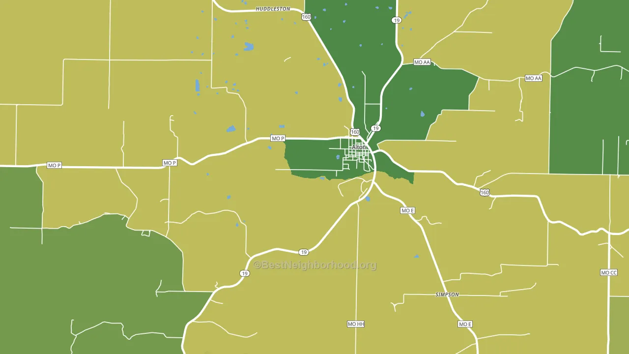Alton, MO block-group voter-turnout map