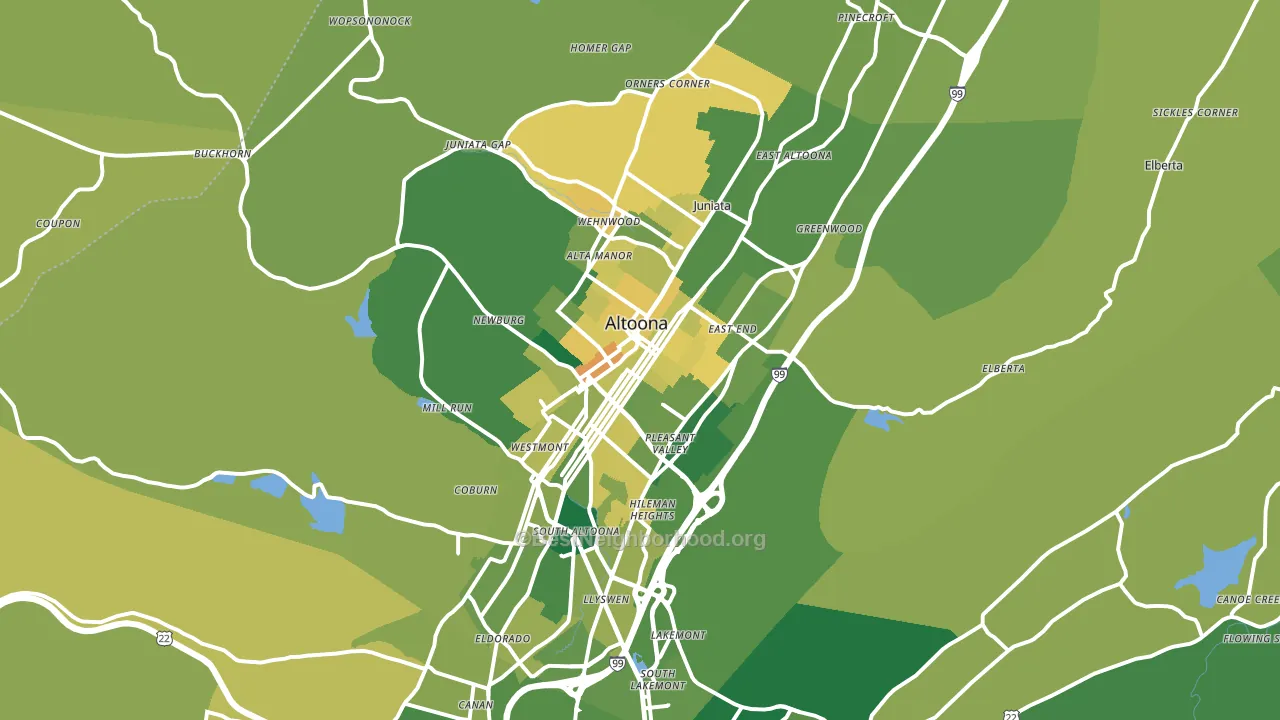 Altoona, PA block-group voter-turnout map