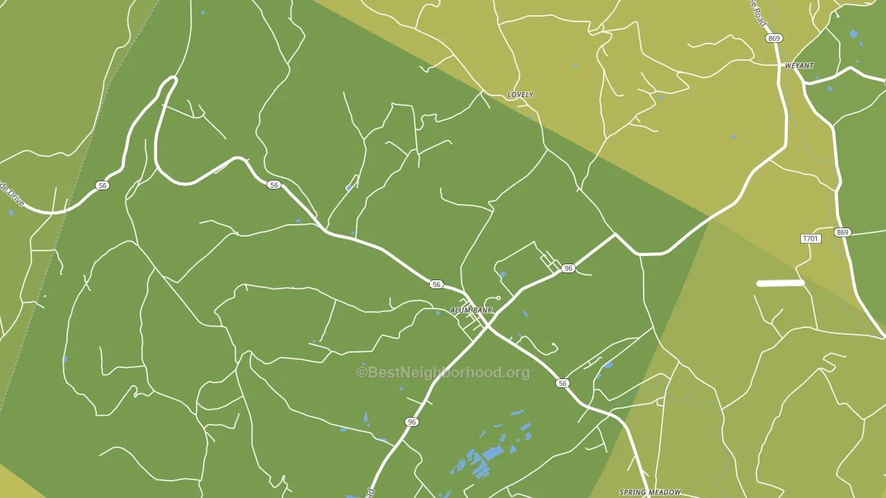Alum Bank, PA block-group voter-turnout map