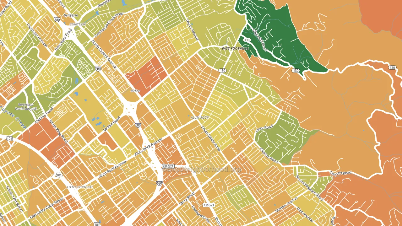 Alum Rock, CA block-group voter-turnout map