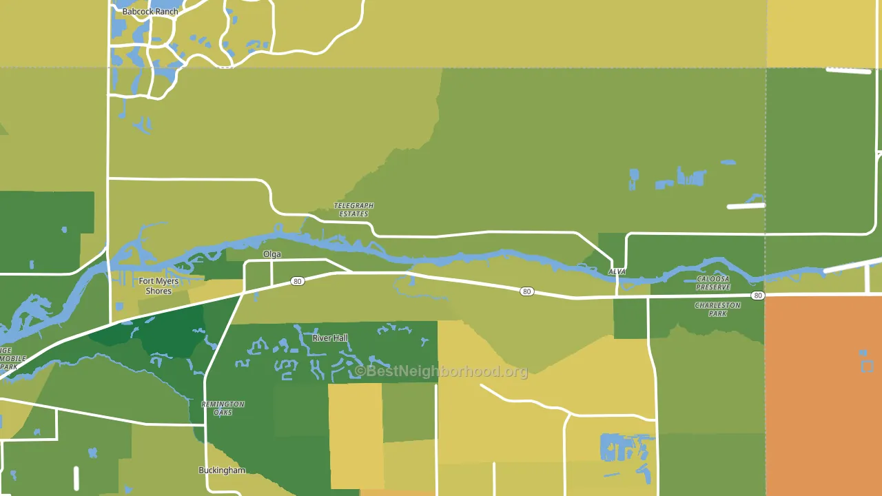 Alva, FL block-group voter-turnout map