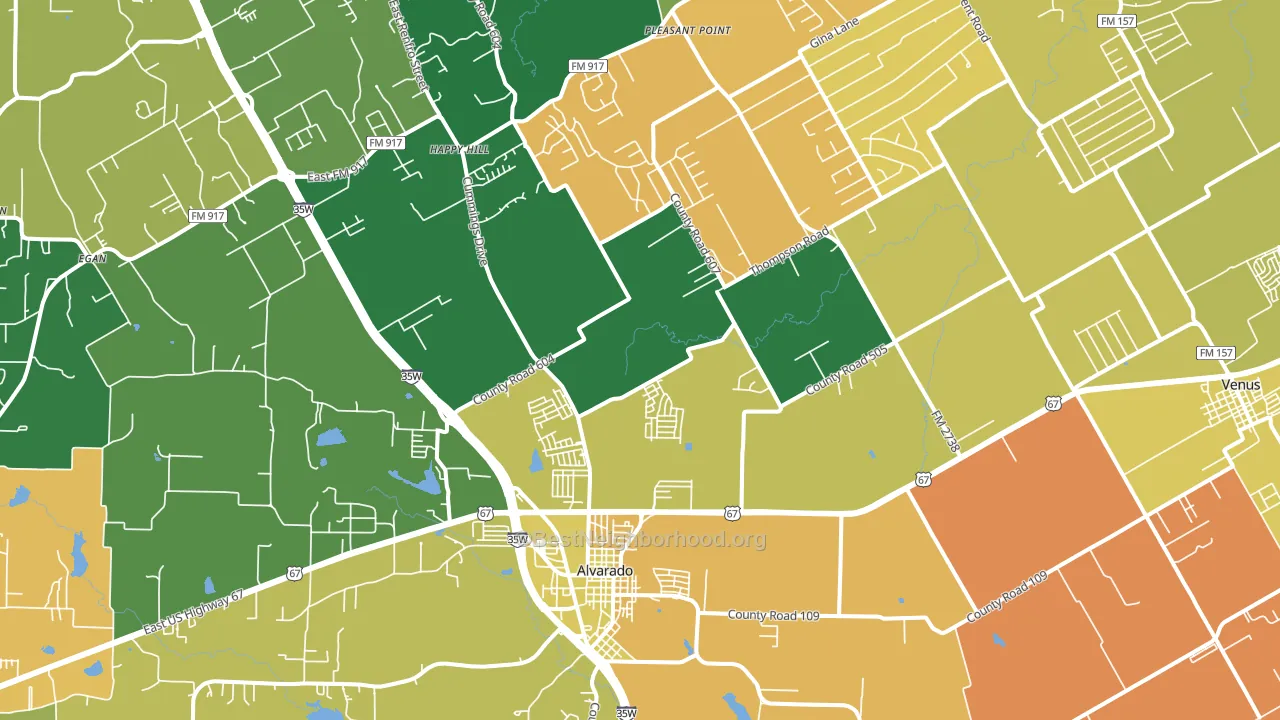 Alvarado, TX block-group voter-turnout map