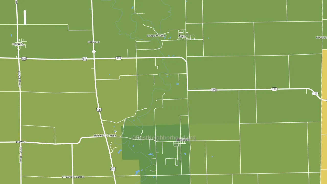 Alvin, IL block-group voter-turnout map