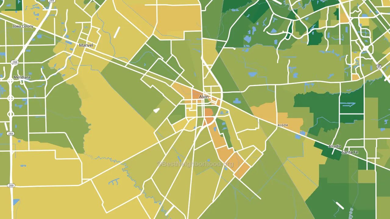 Alvin, TX block-group voter-turnout map