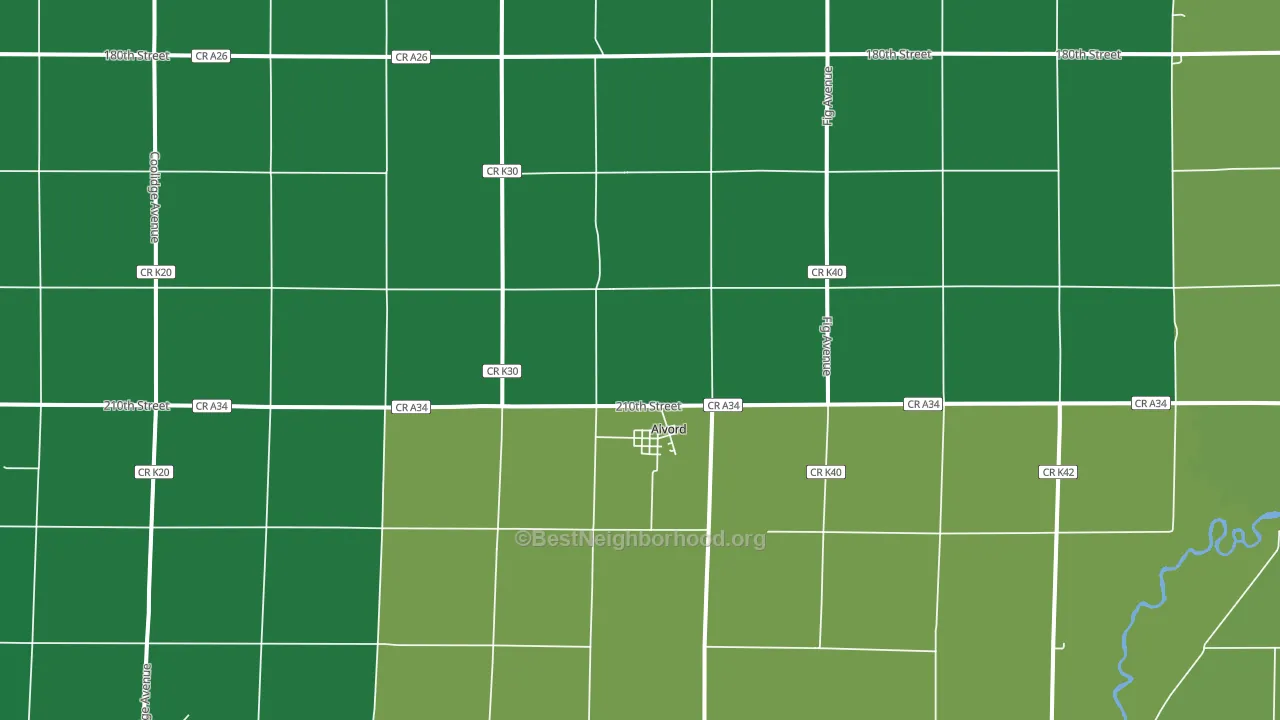 Alvord, IA block-group voter-turnout map