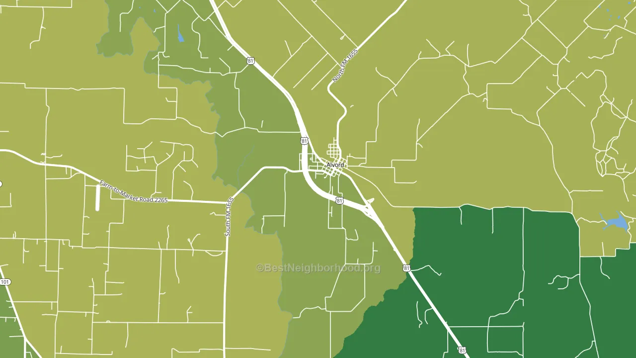 Alvord, TX block-group voter-turnout map