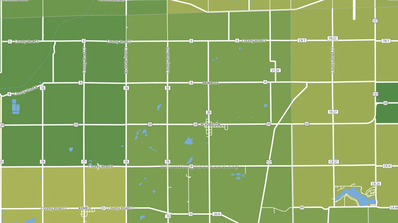 Alvordton, OH block-group voter-turnout map