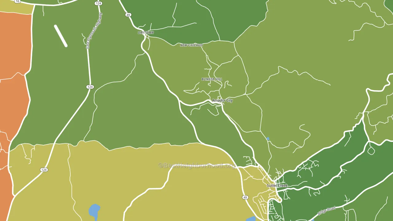 Amador City, CA block-group voter-turnout map