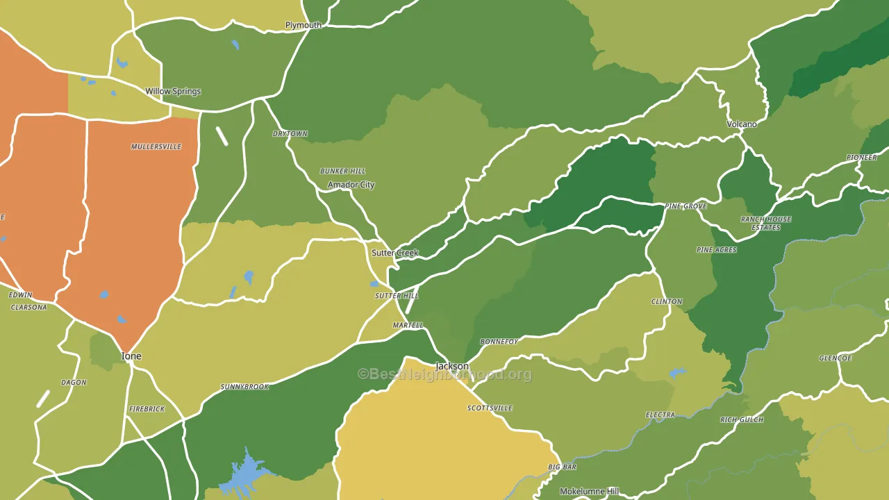 Amador County, CA block-group voter-turnout map