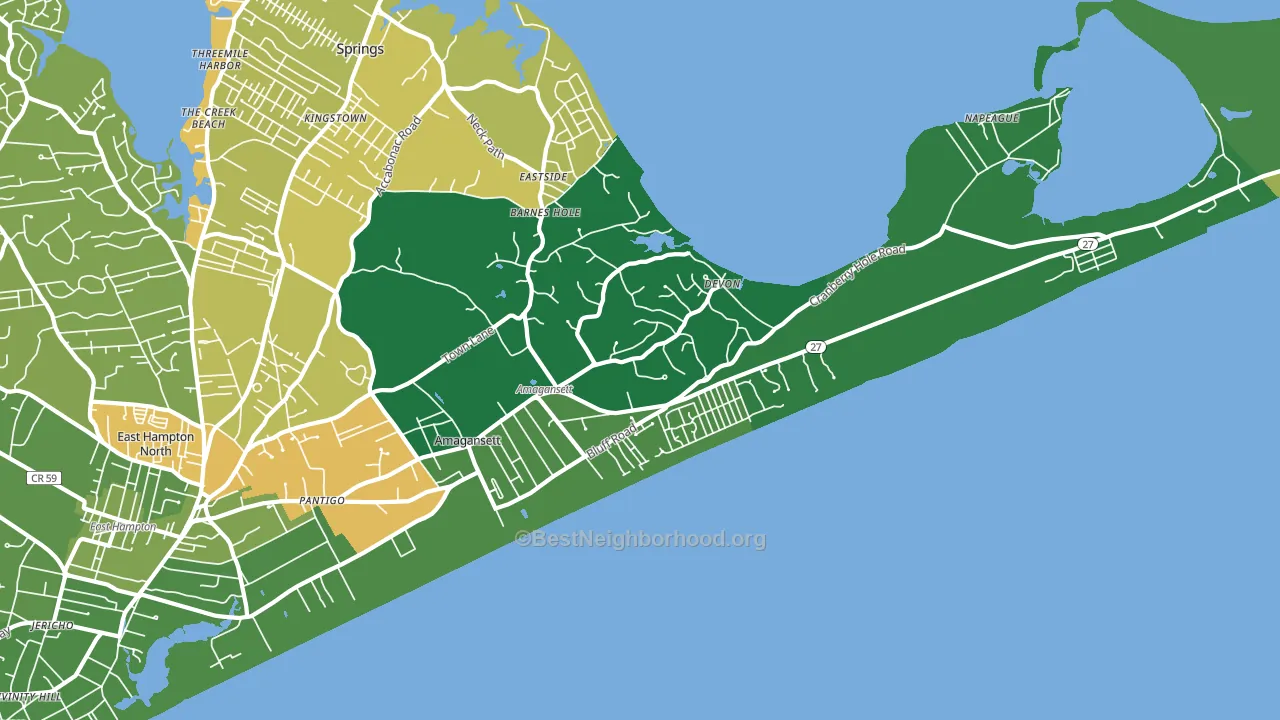 Amagansett, NY block-group voter-turnout map
