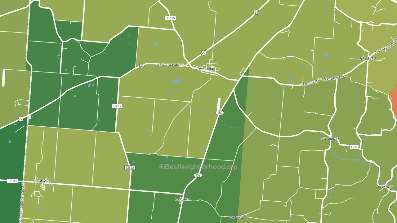 Amanda, OH block-group voter-turnout map