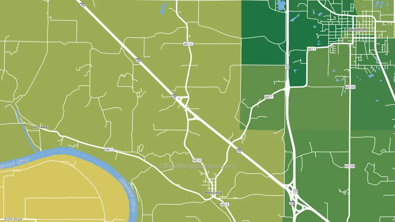 Amazonia, MO block-group voter-turnout map