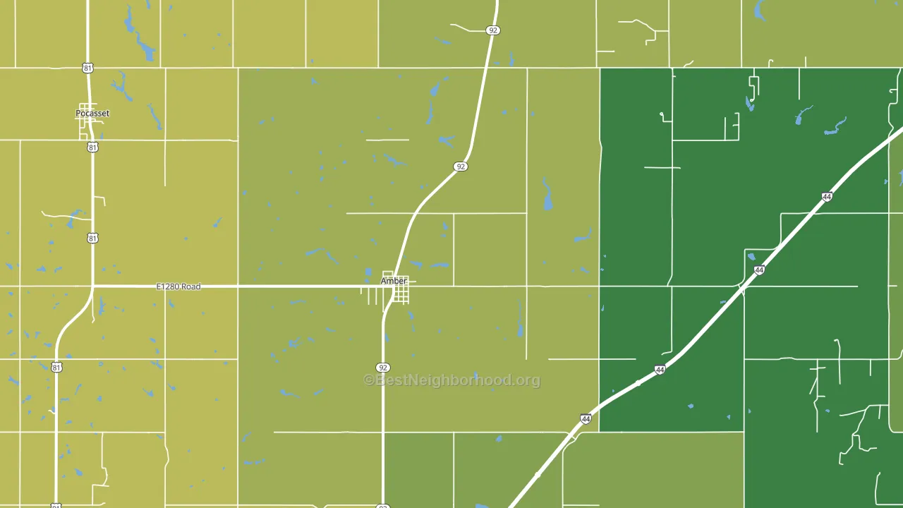 Amber, OK block-group voter-turnout map