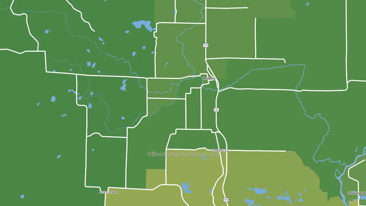 Amberg, WI block-group voter-turnout map