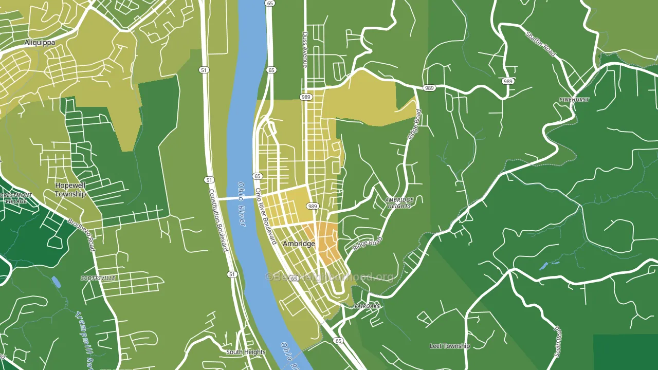 Ambridge, PA block-group voter-turnout map