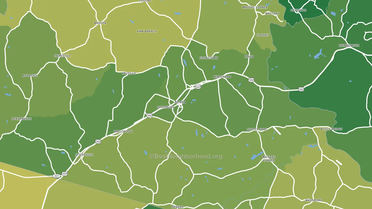 Amelia County, VA block-group voter-turnout map