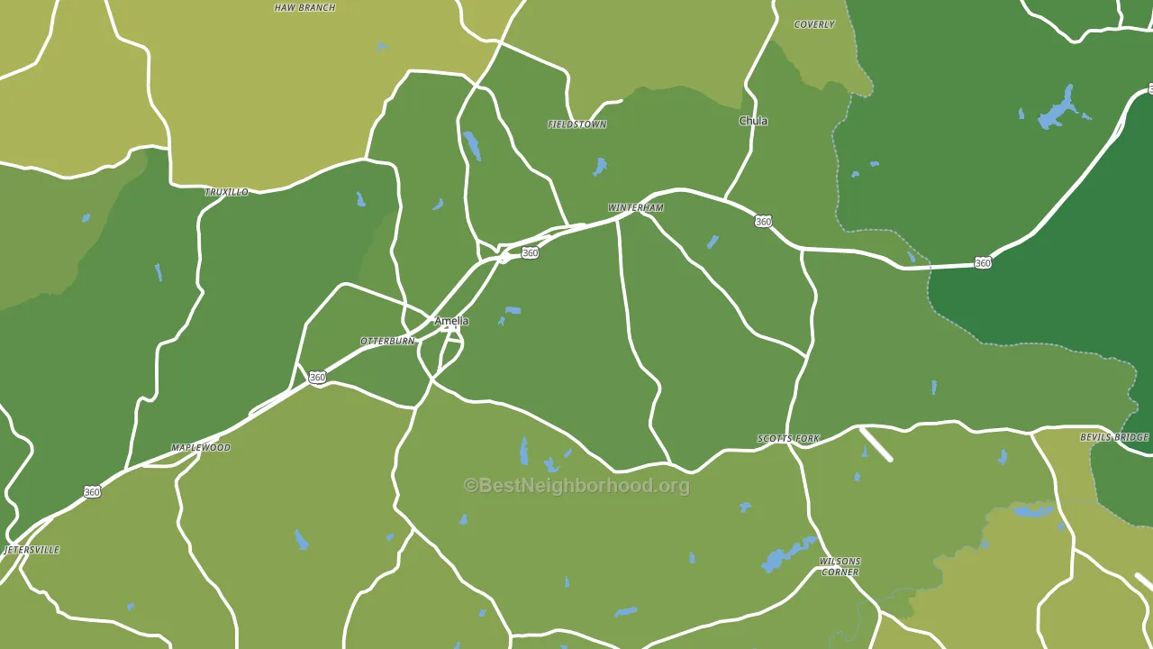 Amelia Court House, VA block-group voter-turnout map