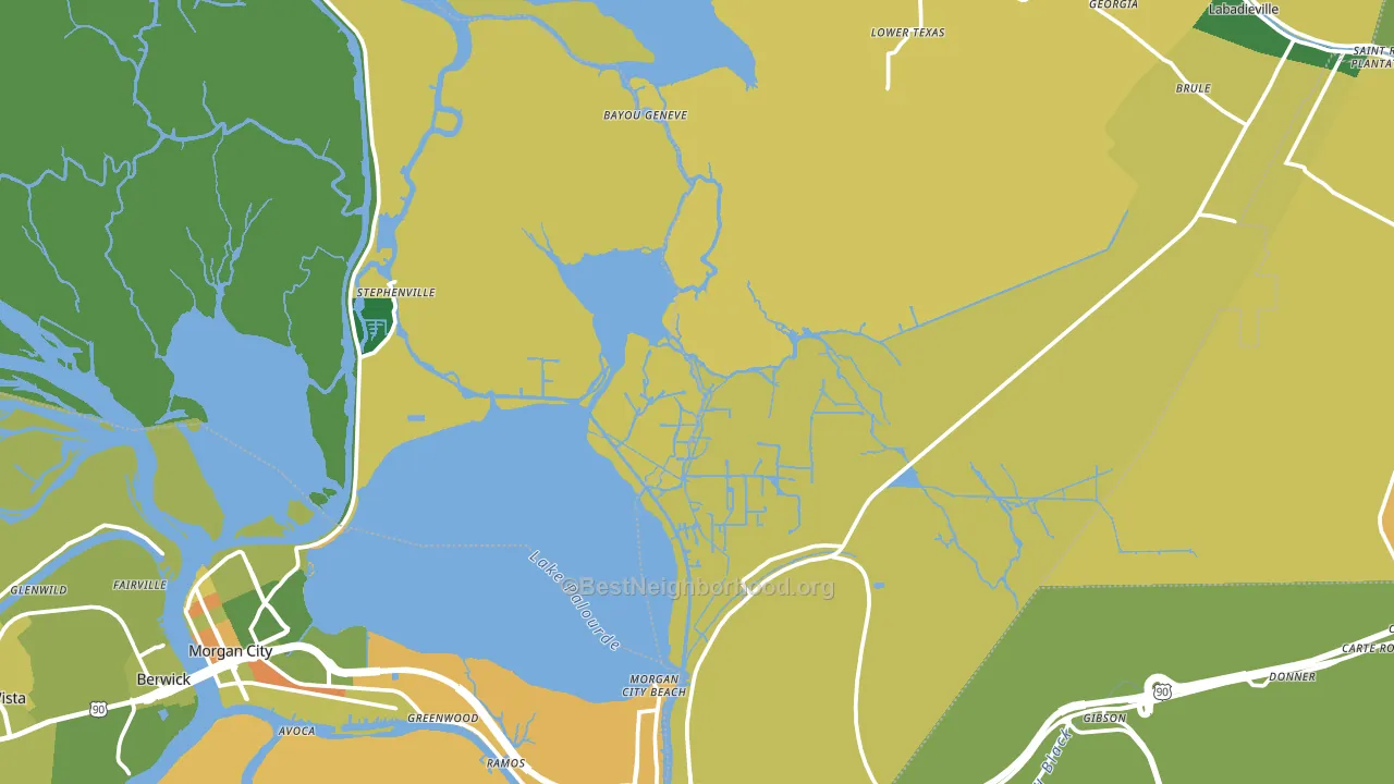 Amelia, LA block-group voter-turnout map