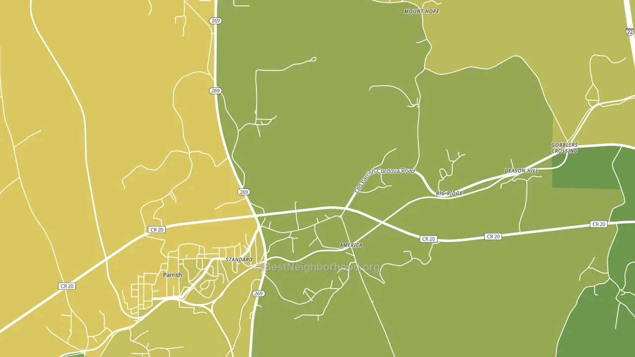 America, AL block-group voter-turnout map