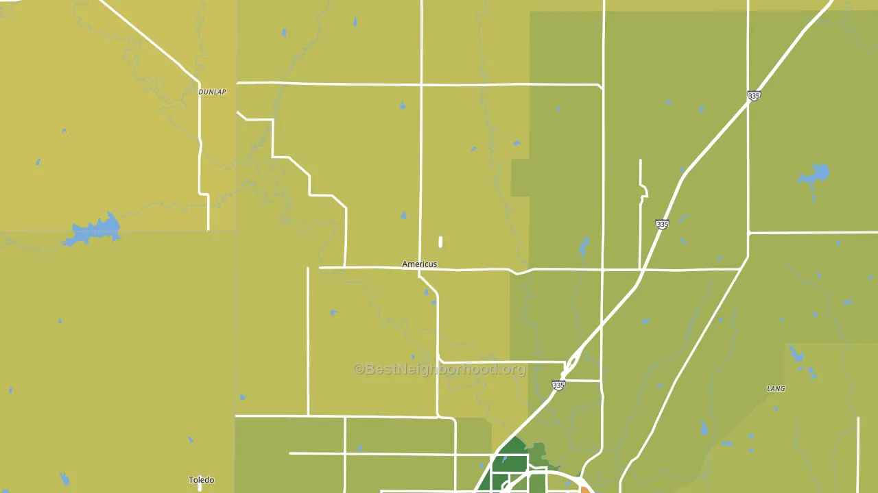 Americus, KS block-group voter-turnout map