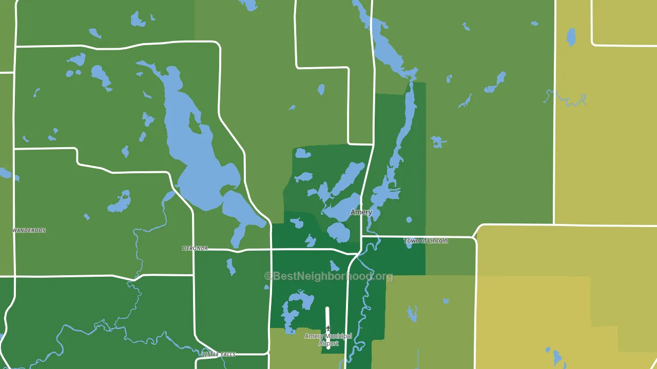 Amery, WI block-group voter-turnout map
