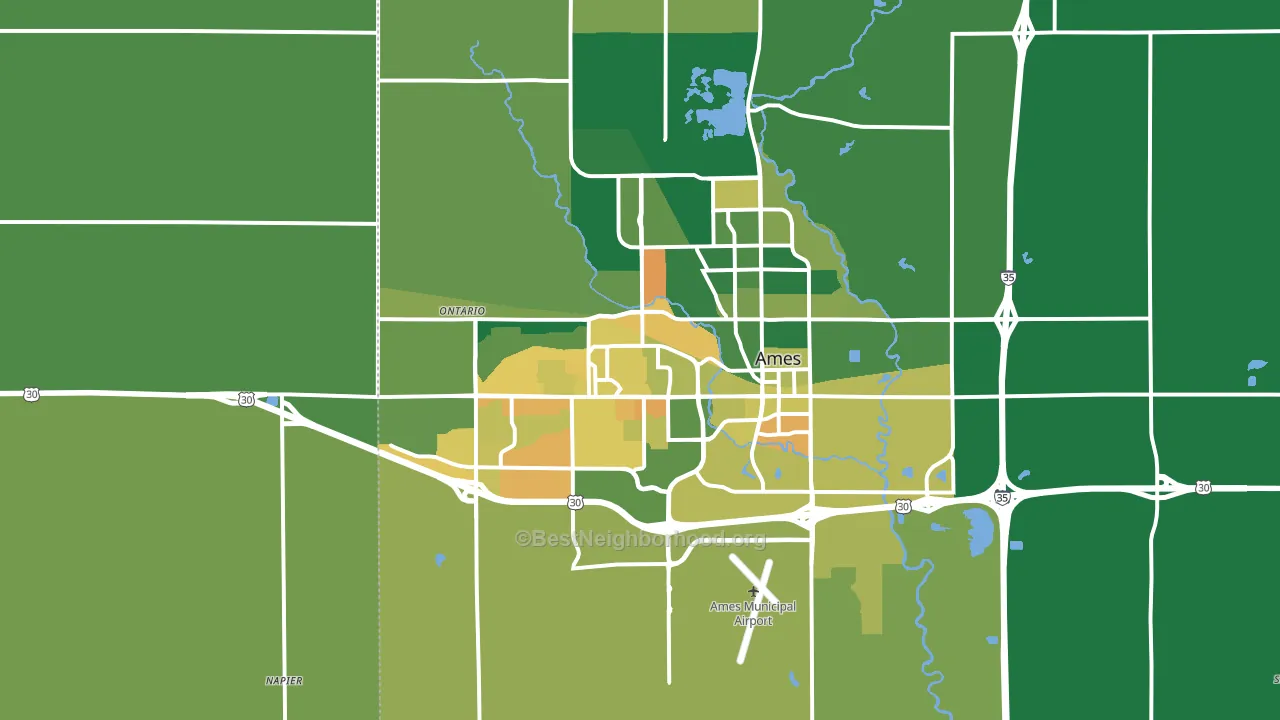 Ames, IA block-group voter-turnout map