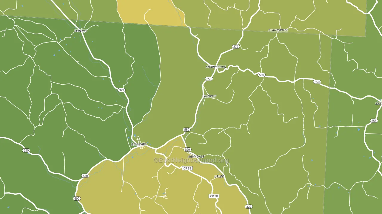 Amesville, OH block-group voter-turnout map