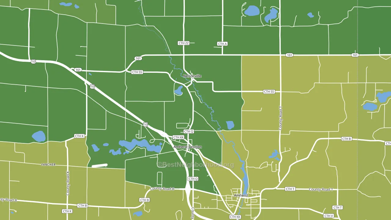 Amherst Junction, WI block-group voter-turnout map