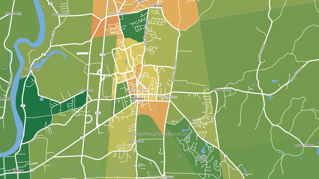 Amherst, MA block-group voter-turnout map