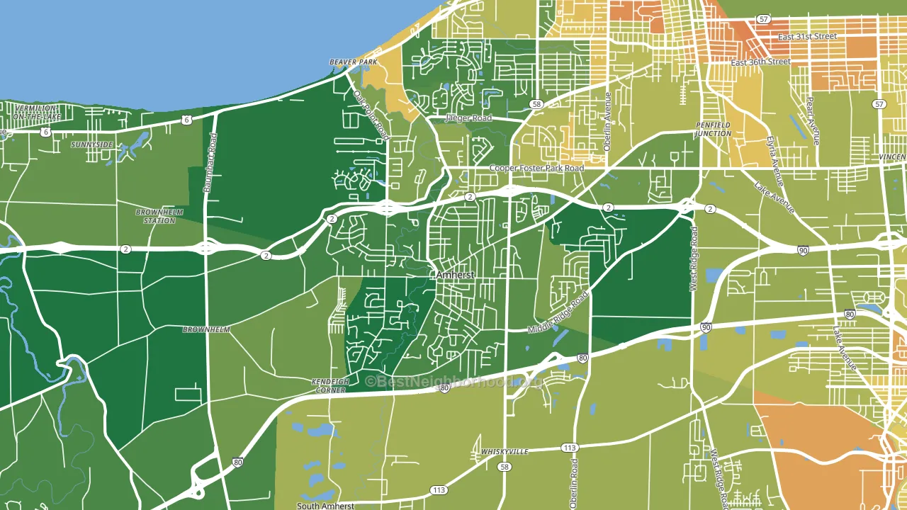 Amherst, OH block-group voter-turnout map
